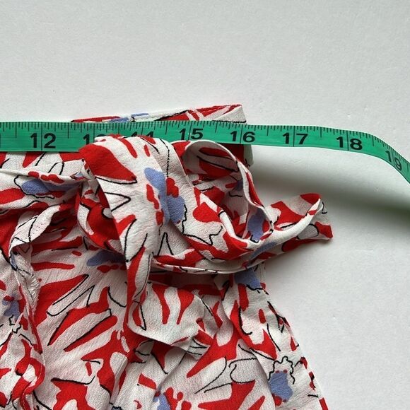 Aqua Red White Floral Wrap Skirt Red White Size Large NWT - Picture 5 of 5
